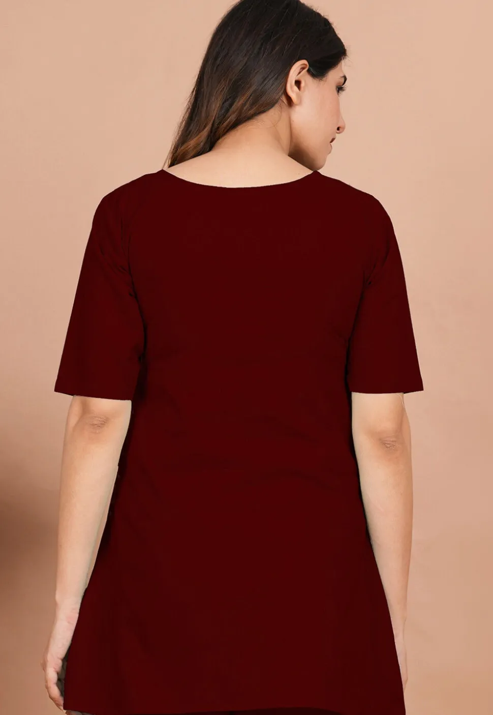 Solid Color Cotton Tunic in Maroon
