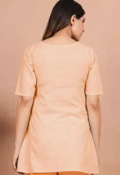 Solid Color Cotton Tunic in Peach