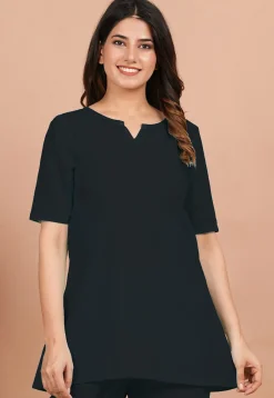 Solid Color Cotton Tunic in Black