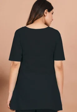 Solid Color Cotton Tunic in Black