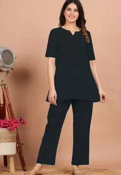Solid Color Cotton Tunic in Black