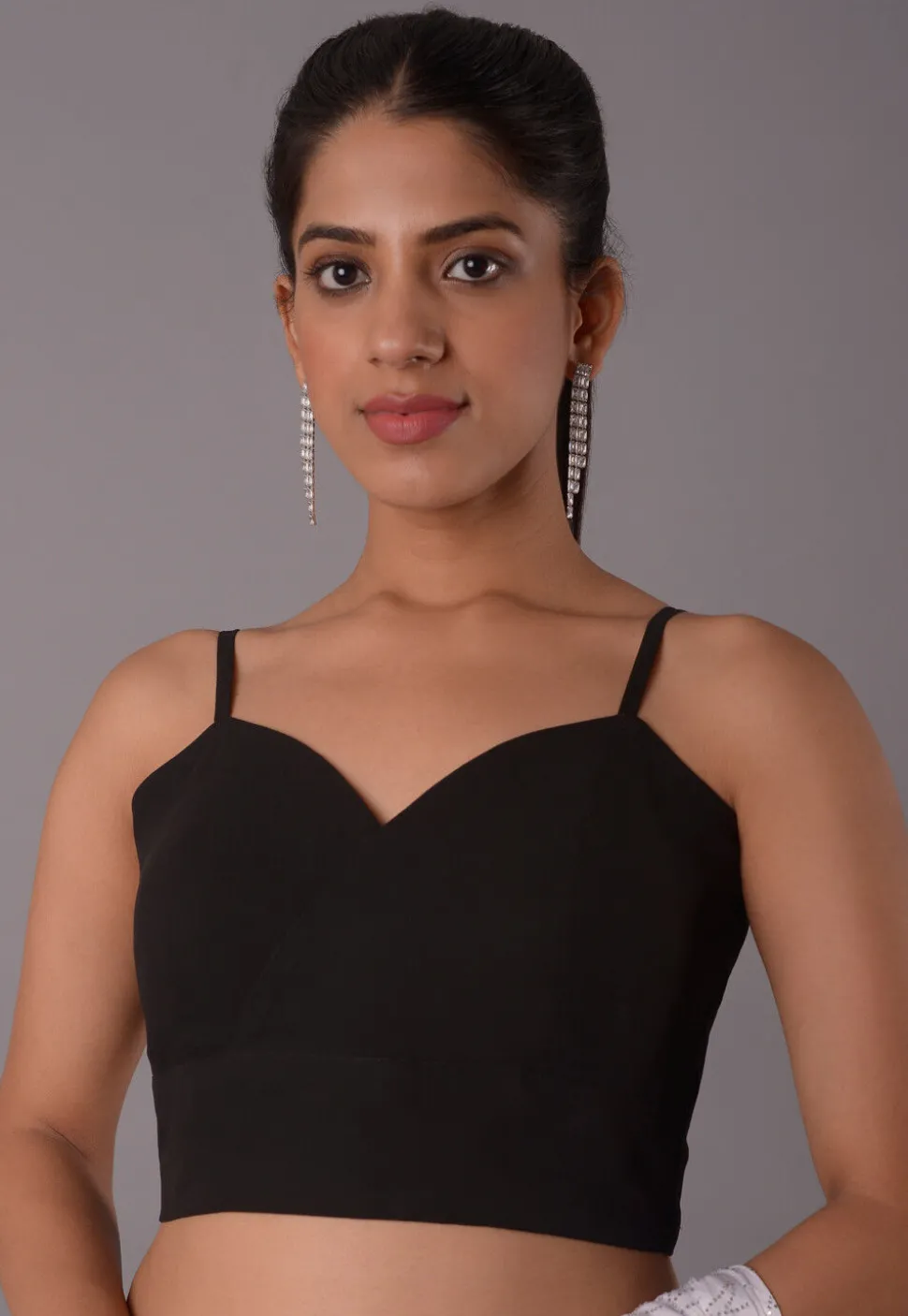Solid Color Crepe Blouse in Black