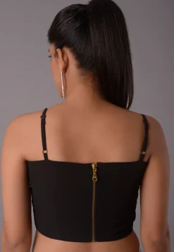 Solid Color Crepe Blouse in Black