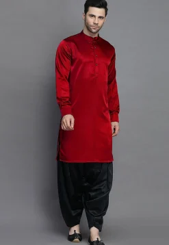 Solid Color Crepe Kurta in Maroon