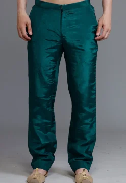 Solid Color Crepe Pant in Teal Green