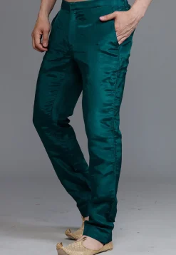 Solid Color Crepe Pant in Teal Green