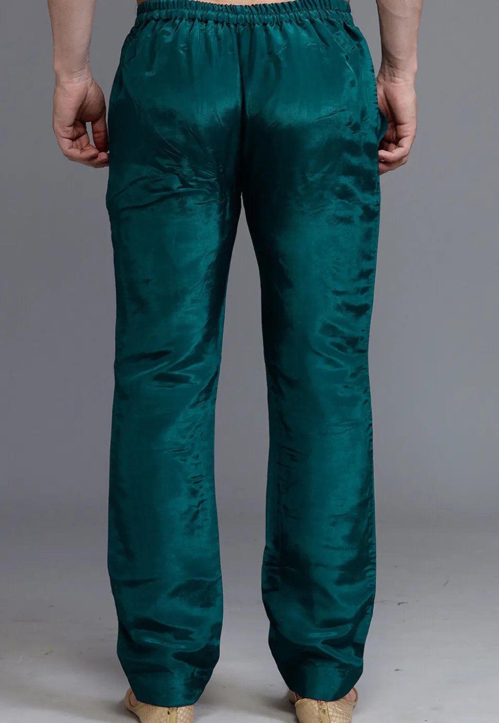 Solid Color Crepe Pant in Teal Green