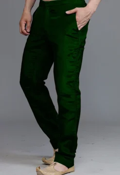 Solid Color Crepe Pant in Dark Green