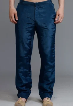 Solid Color Crepe Pant in Teal Blue