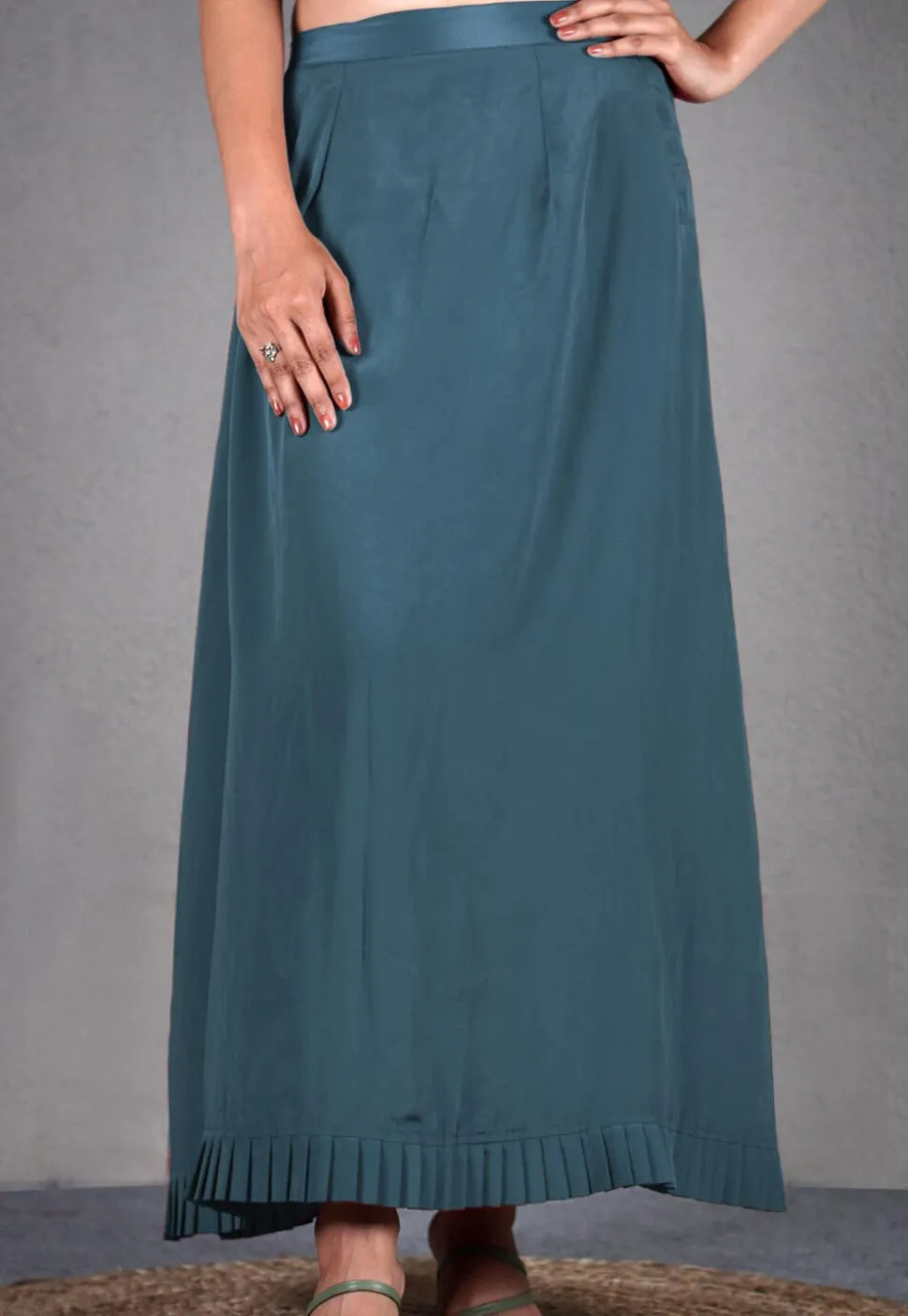 Solid Color Crepe Petticoat in Dusty Blue