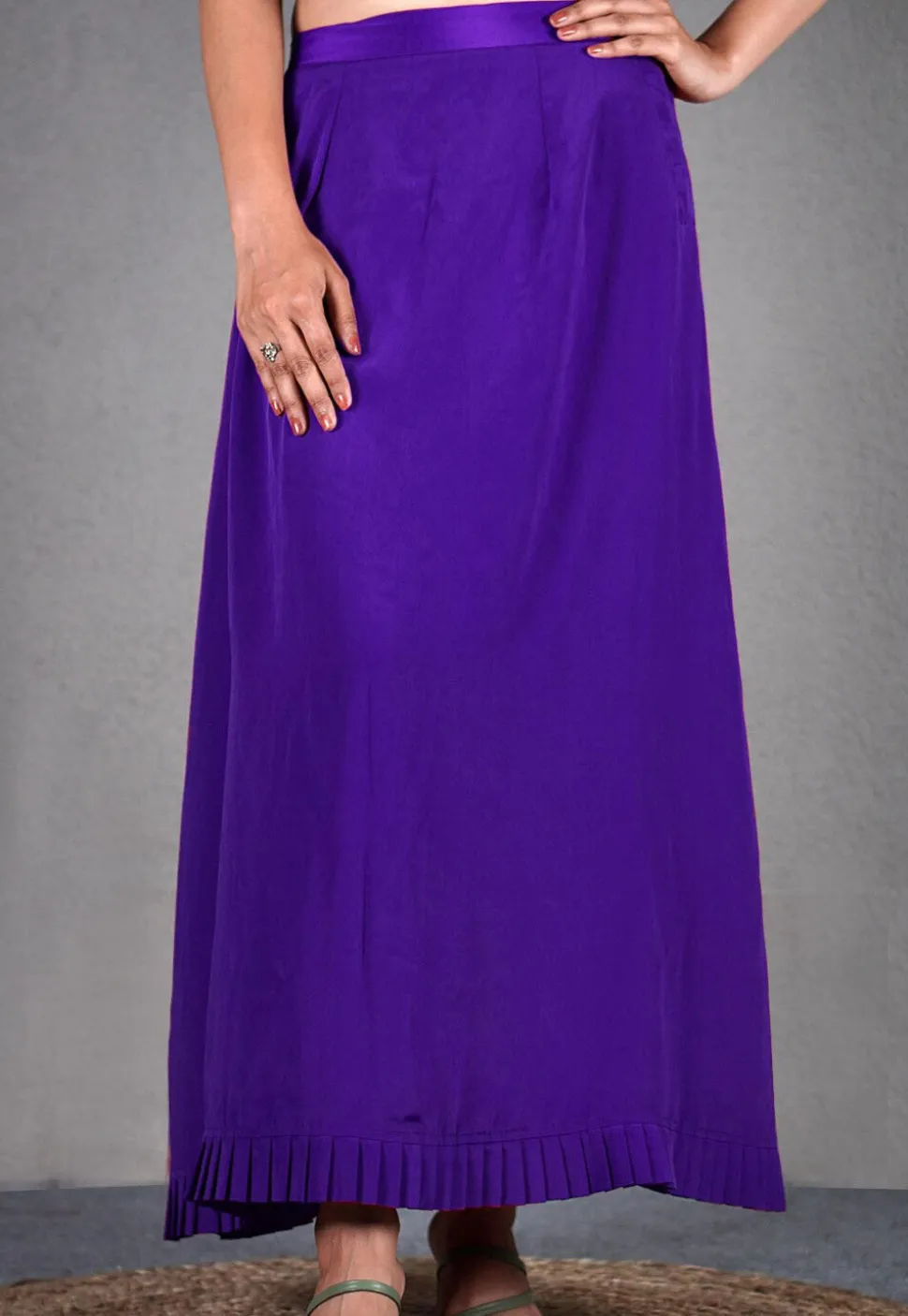 Solid Color Crepe Petticoat in Indigo blue