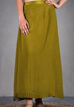 Solid Color Crepe Petticoat in Olive Green