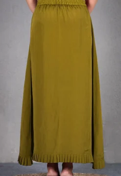 Solid Color Crepe Petticoat in Olive Green