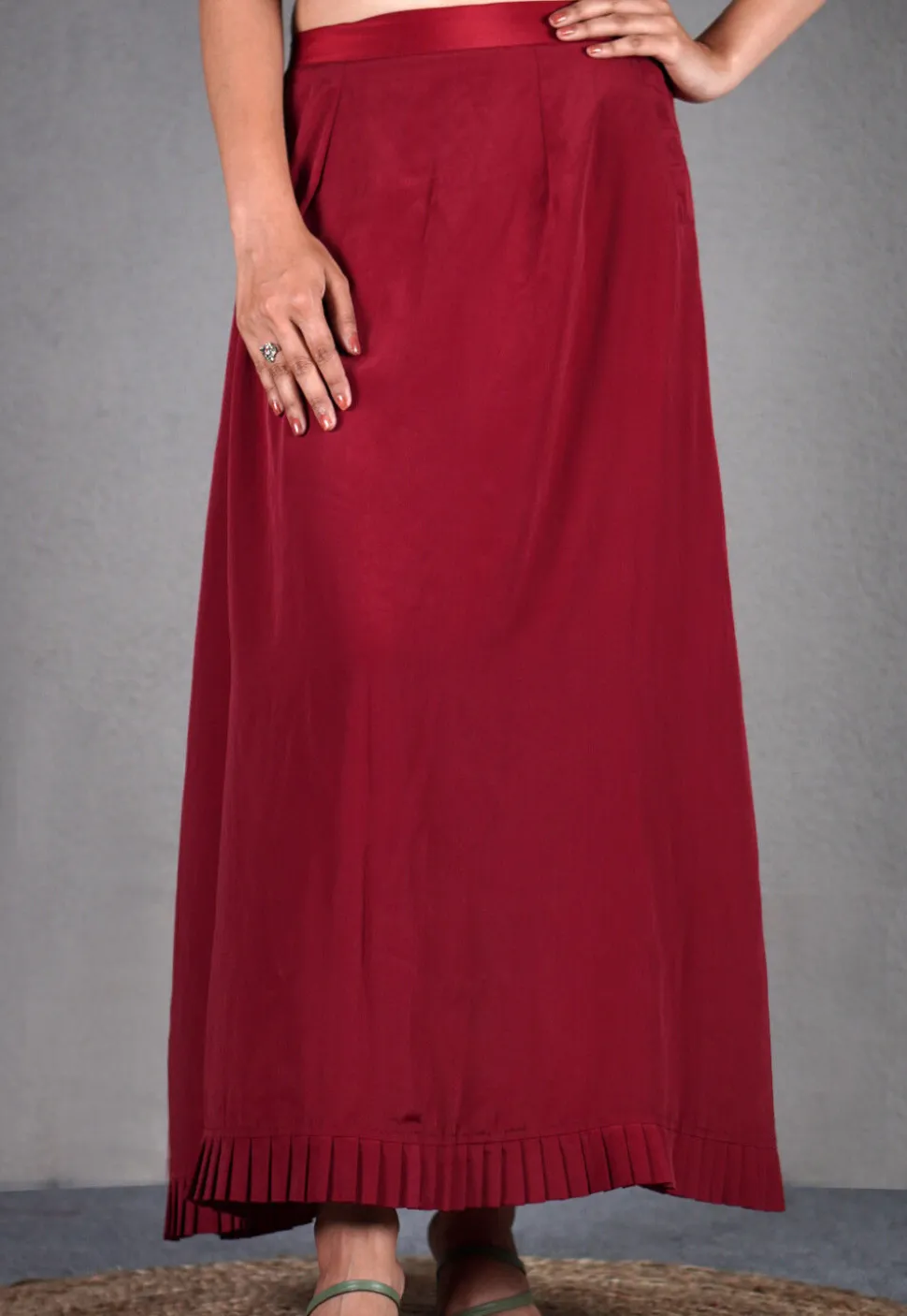 Solid Color Crepe Petticoat in Maroon
