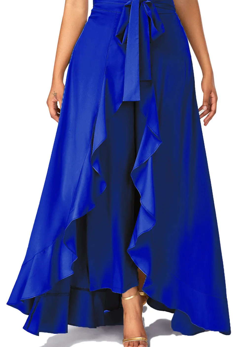 Solid Color Crepe Skirt Style Palazzo in Royal Blue