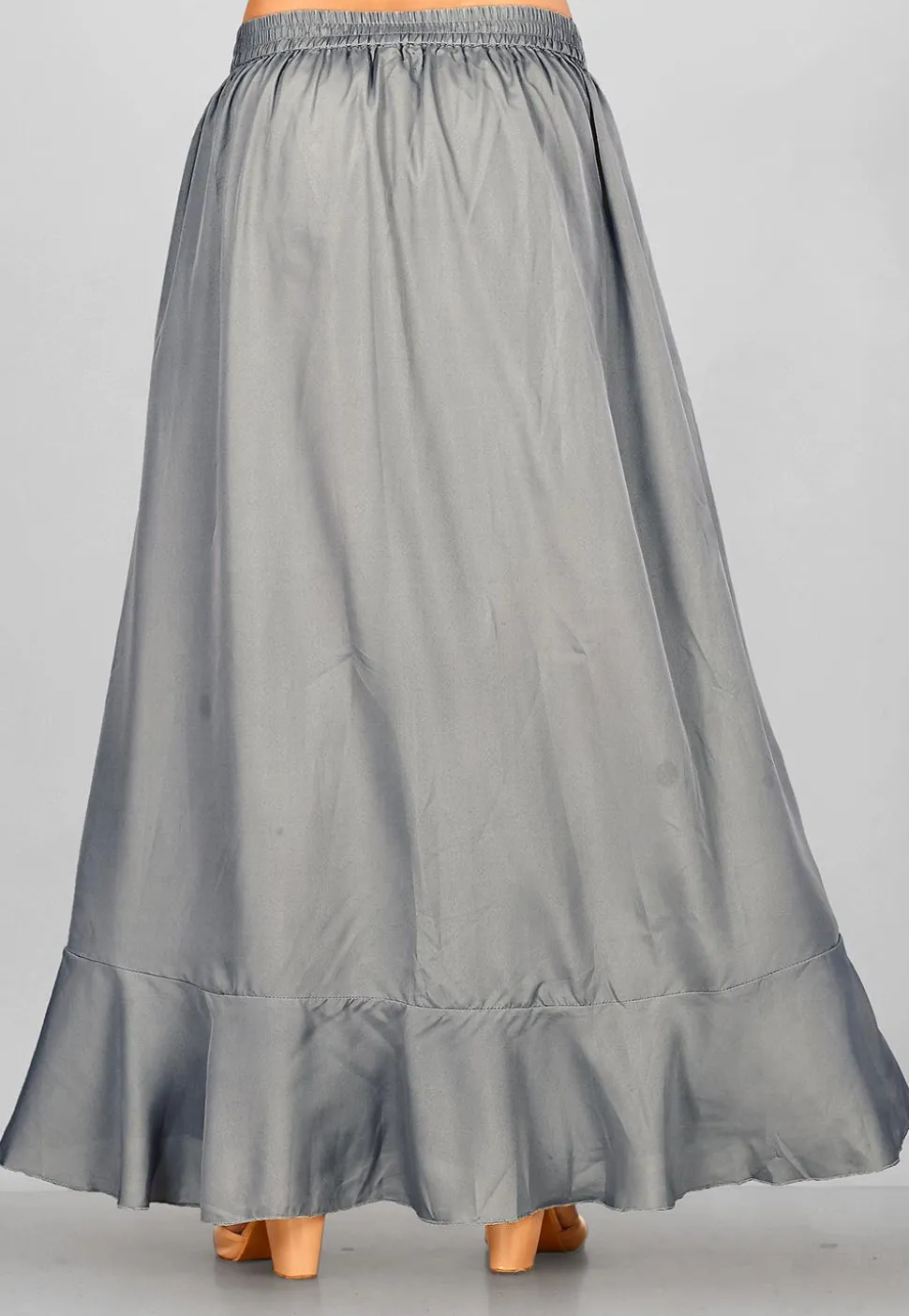 Solid Color Crepe Skirt Style Palazzo in Grey