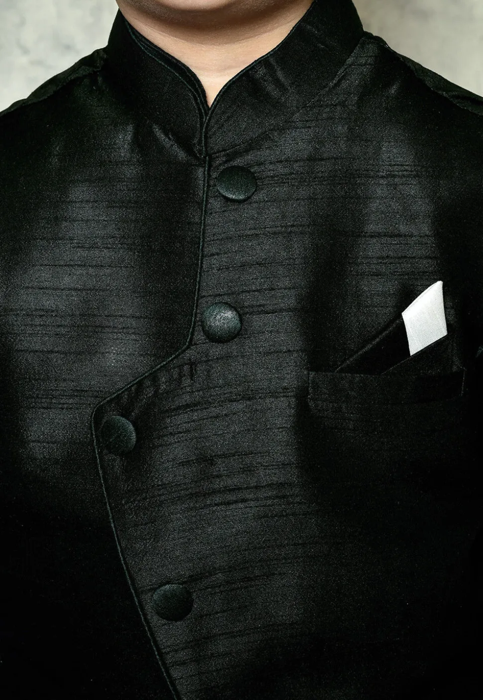 Solid Color Dupion Dhoti Kurta Jacket in Dark Green and Black
