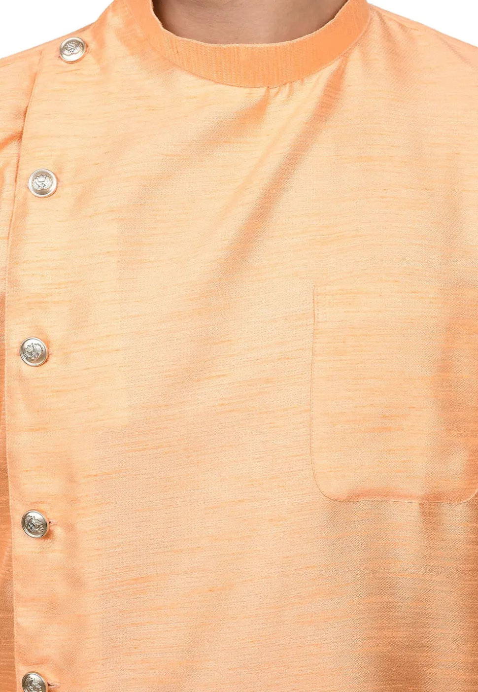 Solid Color Dupion Silk Asymmetric Dhoti Kurta in Orange