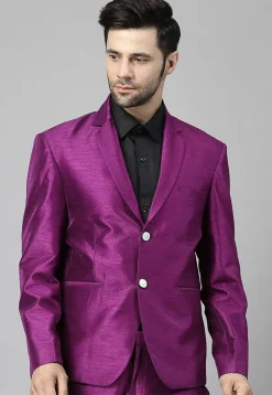 Solid Color Dupion Silk Blazer in Magenta