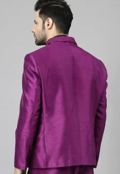 Solid Color Dupion Silk Blazer in Magenta