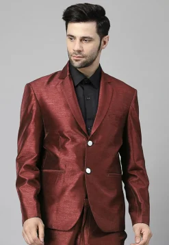 Solid Color Dupion Silk Blazer in Brown