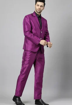 Solid Color Dupion Silk Blazer in Magenta