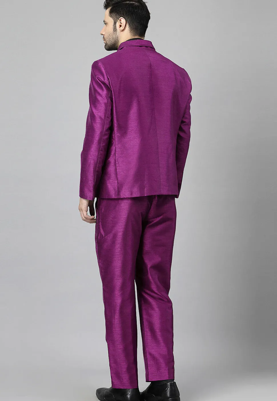 Solid Color Dupion Silk Blazer in Magenta