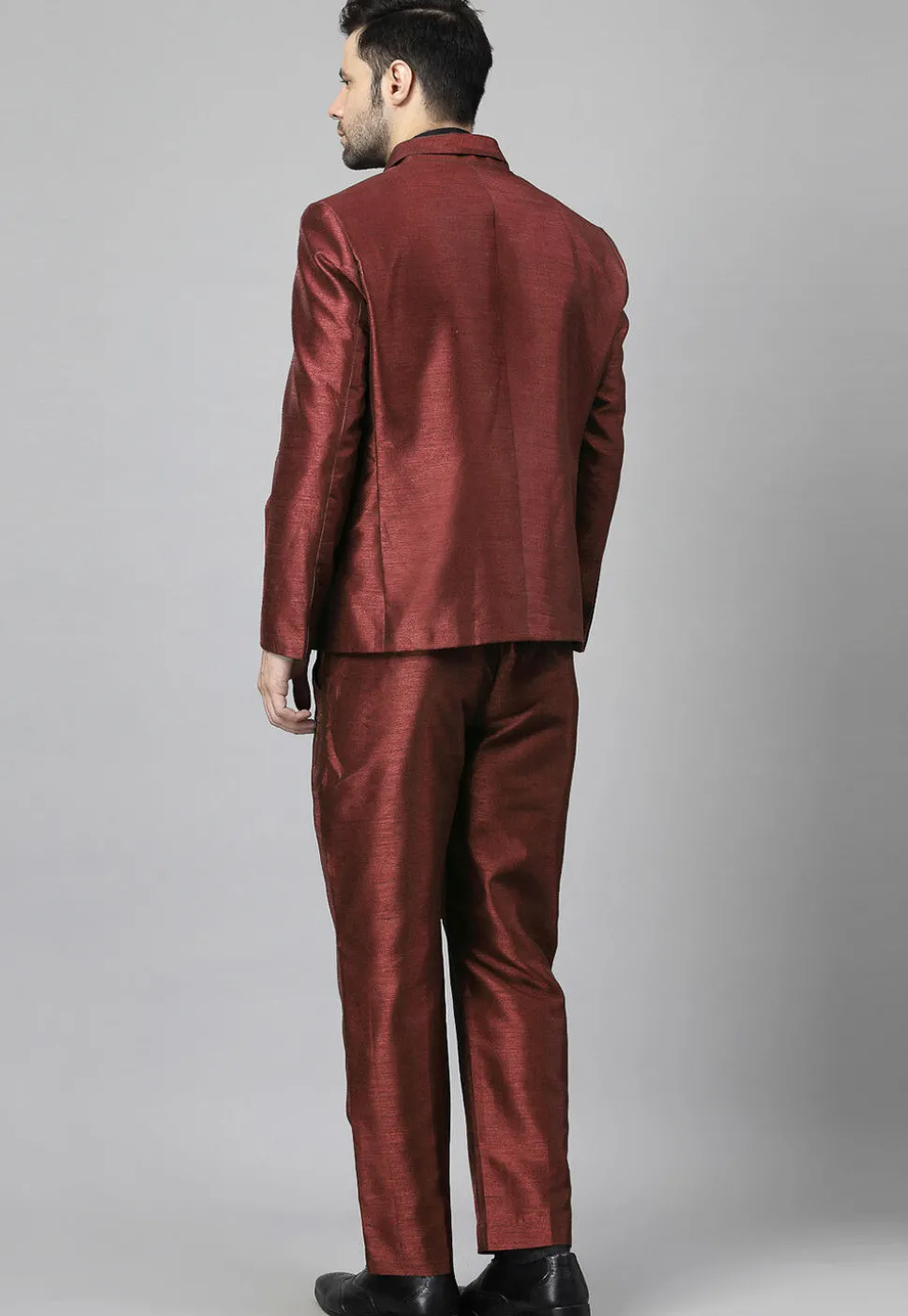 Solid Color Dupion Silk Blazer in Brown