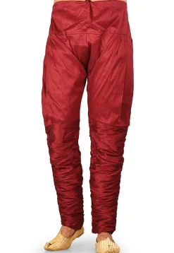 Solid Color Dupion Silk Breaches in Maroon