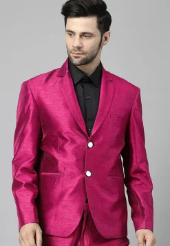 Solid Color Dupion Silk Blazer in Fuchsia