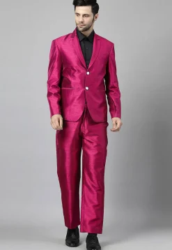 Solid Color Dupion Silk Blazer in Fuchsia