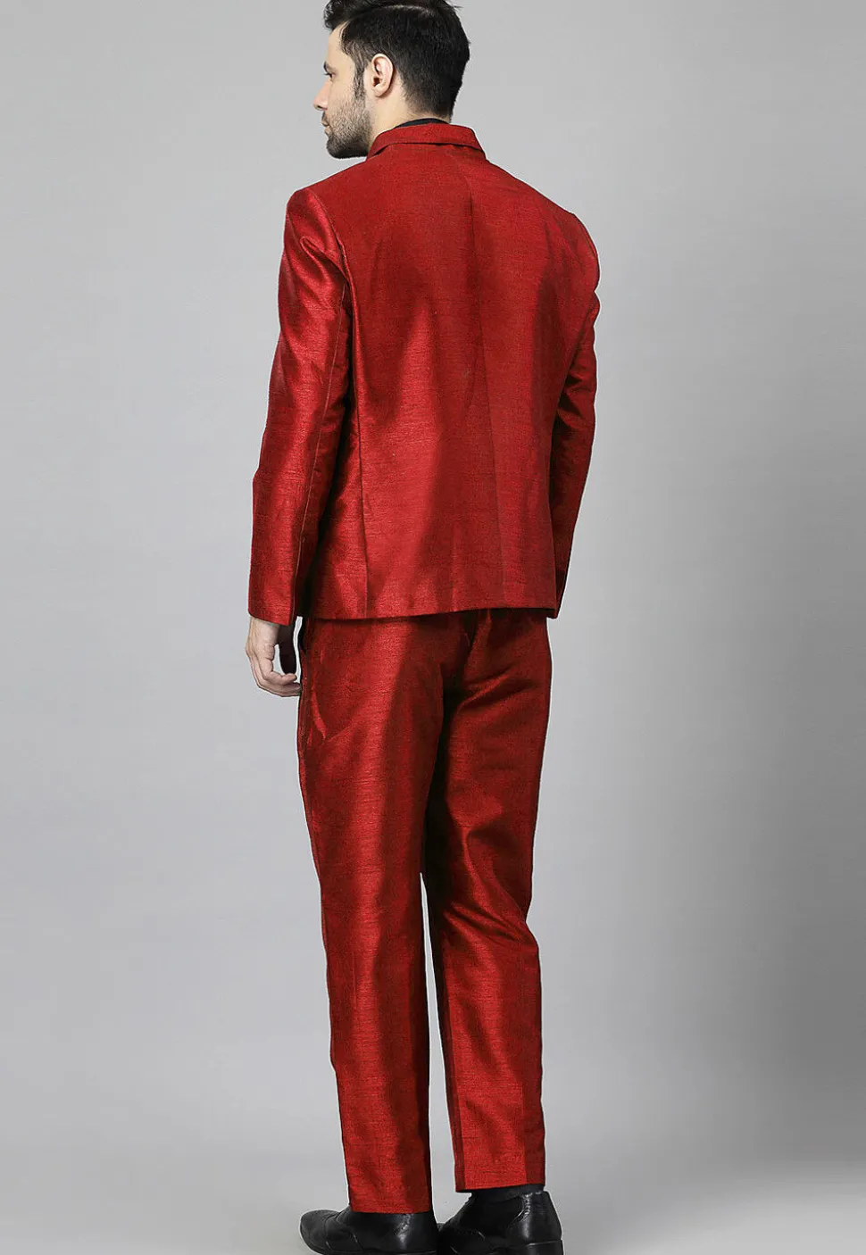 Solid Color Dupion Silk Blazer in Maroon