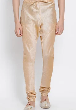 Solid Color Dupion Silk Churidar in Beige