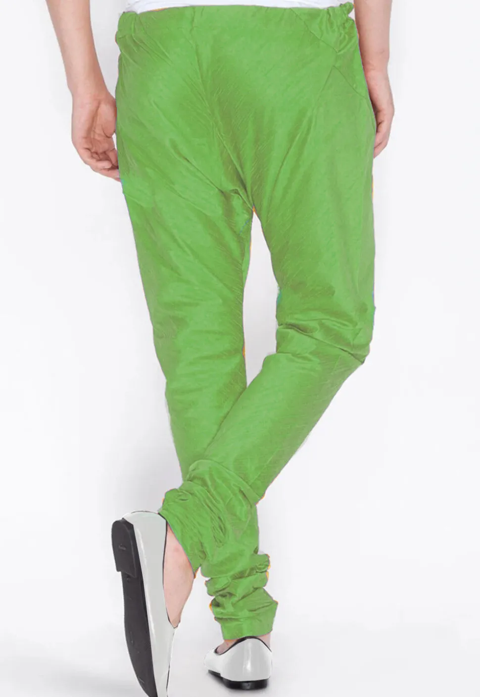 Solid Color Dupion Silk Churidar in Light Green