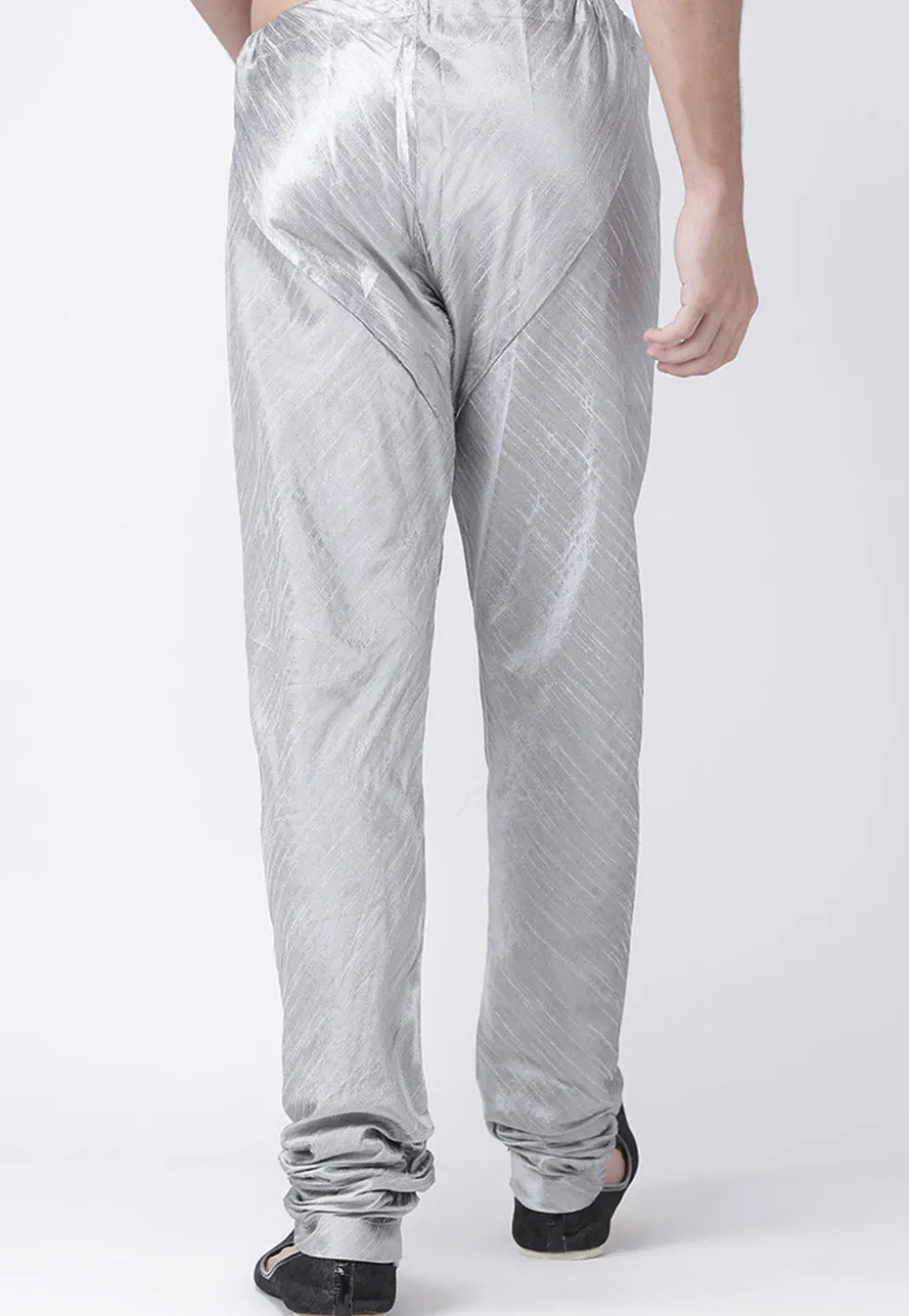 Solid Color Dupion Silk Churidar in Grey