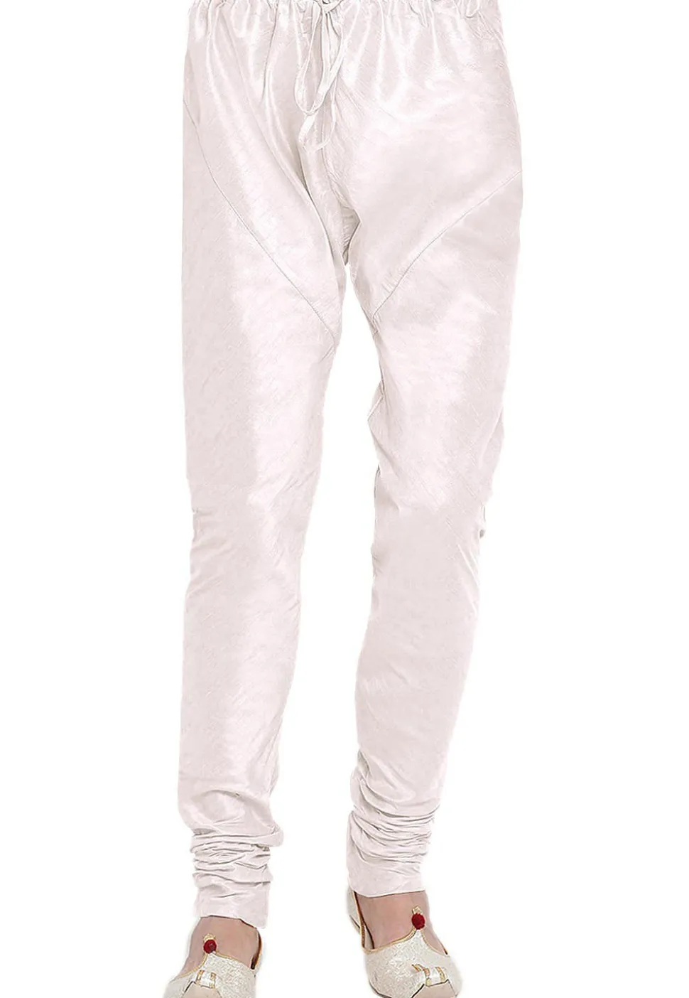 Solid Color Dupion Silk Churidar in White