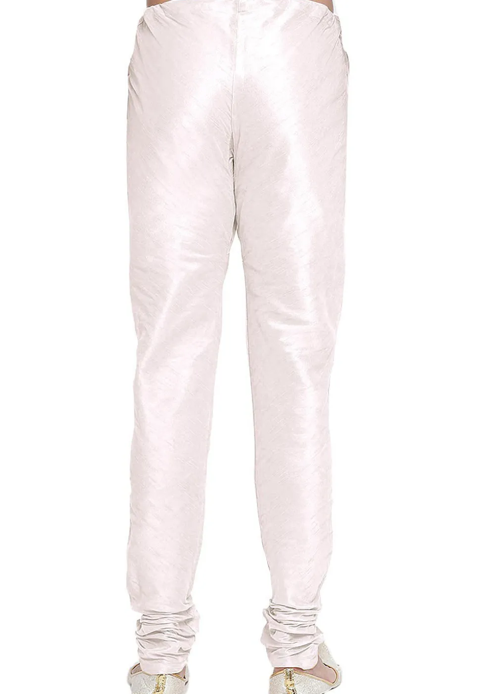Solid Color Dupion Silk Churidar in White