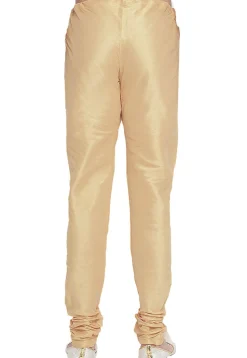 Solid Color Dupion Silk Churidar in Light Beige