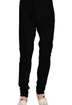 Solid Color Dupion Silk Churidar in Black
