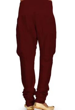 Solid Color Dupion Silk Churidar in Maroon