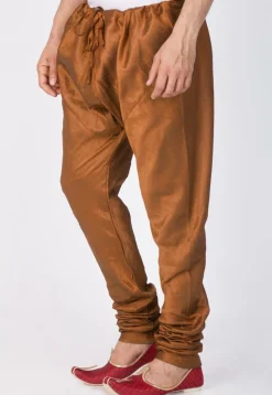 Solid Color Dupion Silk Churidar in Brown