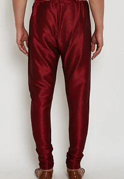 Solid Color Dupion Silk Churidar in Maroon