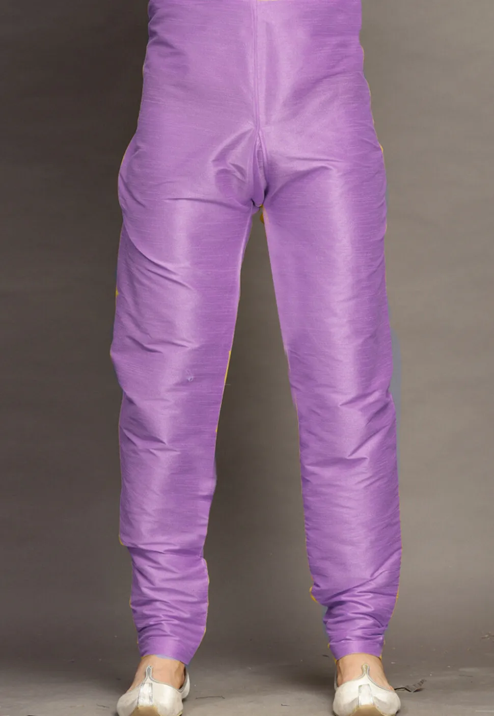 Solid Color Dupion Silk Churidar in Light Purple