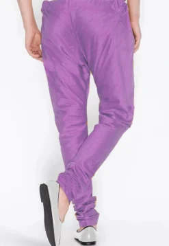 Solid Color Dupion Silk Churidar in Light Purple