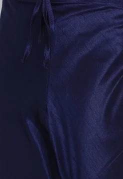 Solid Color Dupion Silk Churidar in Navy Blue