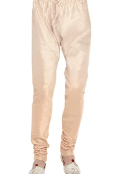 Solid Color Dupion Silk Churidar in Light Beige
