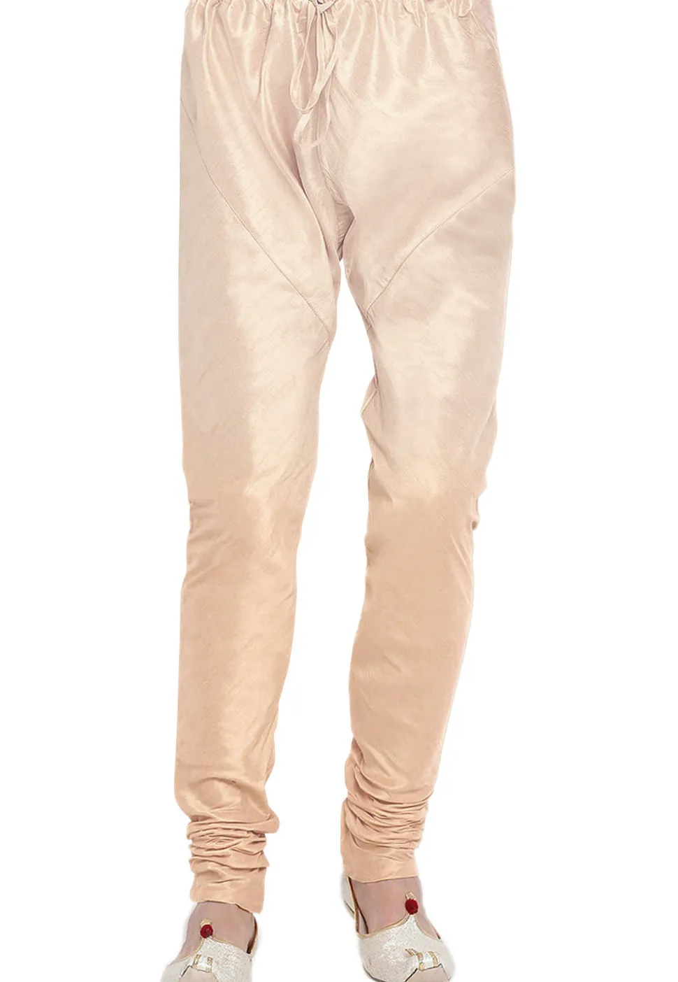 Solid Color Dupion Silk Churidar in Light Beige