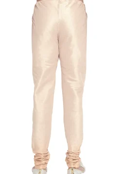 Solid Color Dupion Silk Churidar in Light Beige