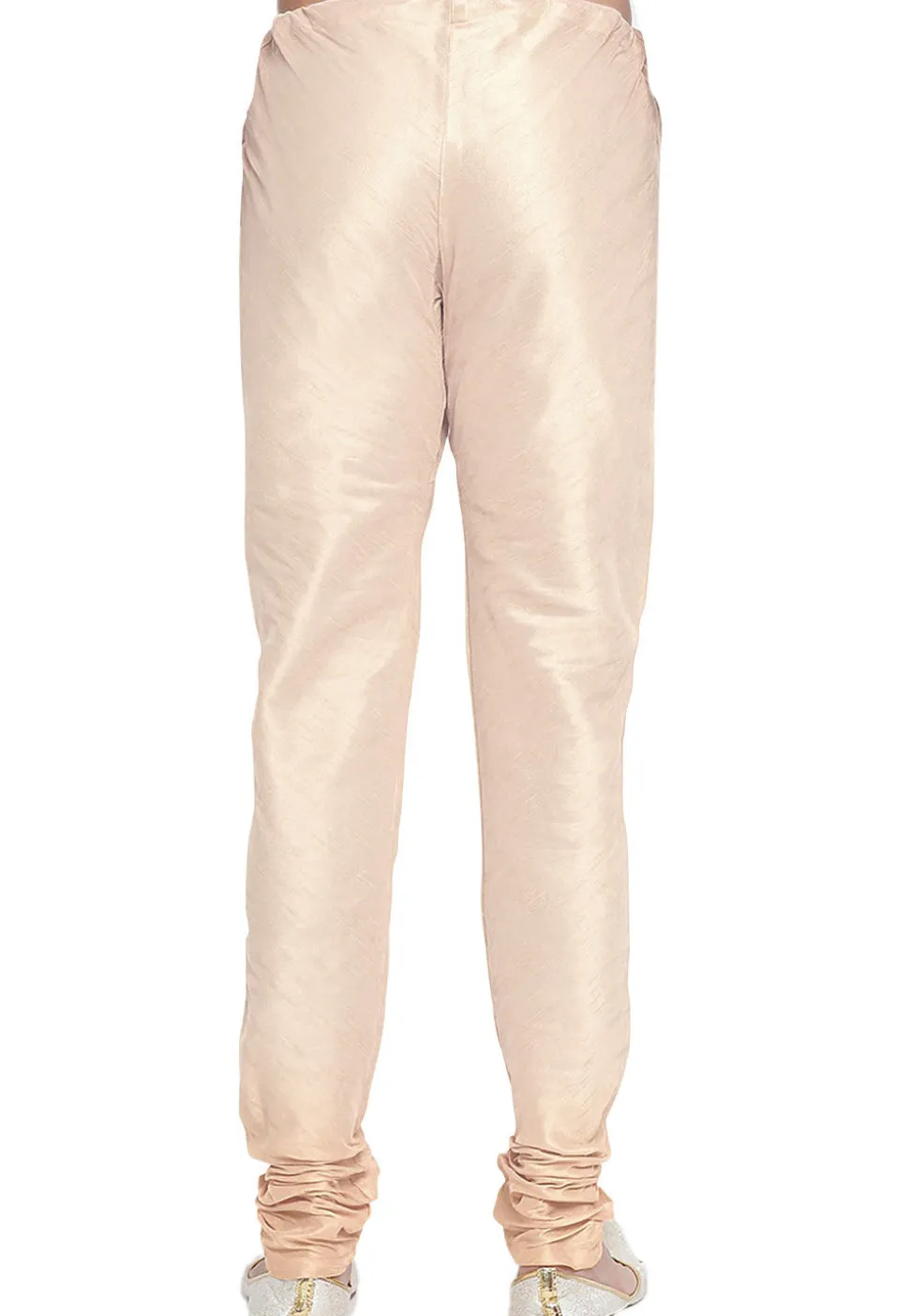Solid Color Dupion Silk Churidar in Light Beige