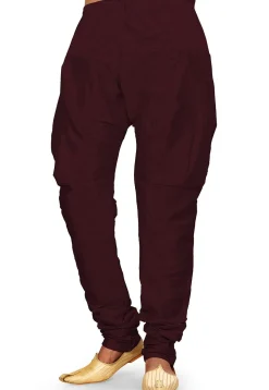 Solid Color Dupion Silk Churidar in Wine